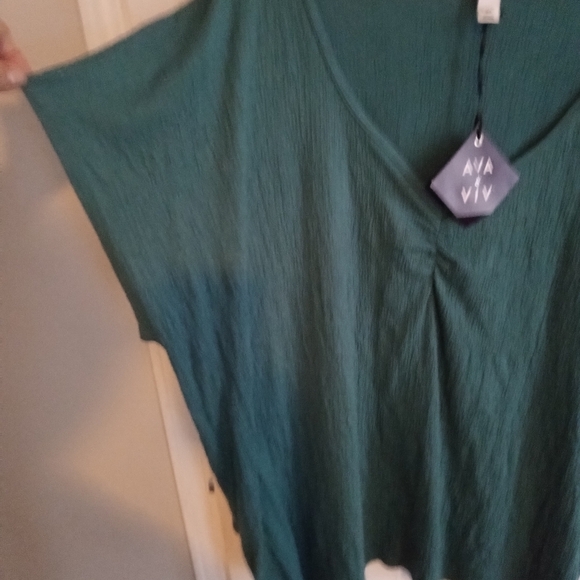 *NWT! AVA & VIV V NECK CASUAL DRESS TOP GREEN PLUS SIZE 4X - Picture 4 of 7